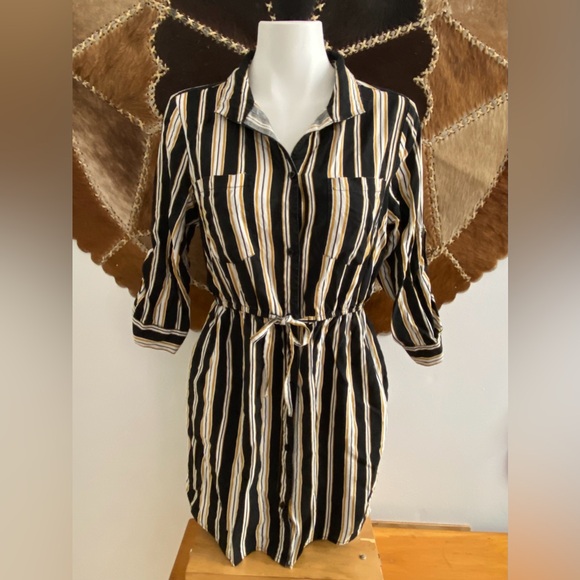 🐦⬛ 4/$20 🐦⬛  Funky Warped Marble Striped Tunic/Dress 3/4 Sleeve - Picture 2 of 7